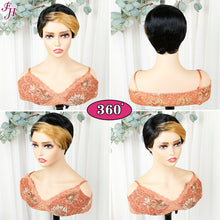 Load image into Gallery viewer, FH short pixie 1B&amp;27 machine made human hair wig