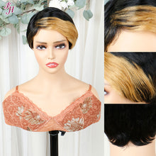 FH short pixie 1B&27 machine made human hair wig