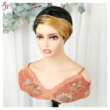 Load image into Gallery viewer, FH short pixie 1B&amp;27 machine made human hair wig