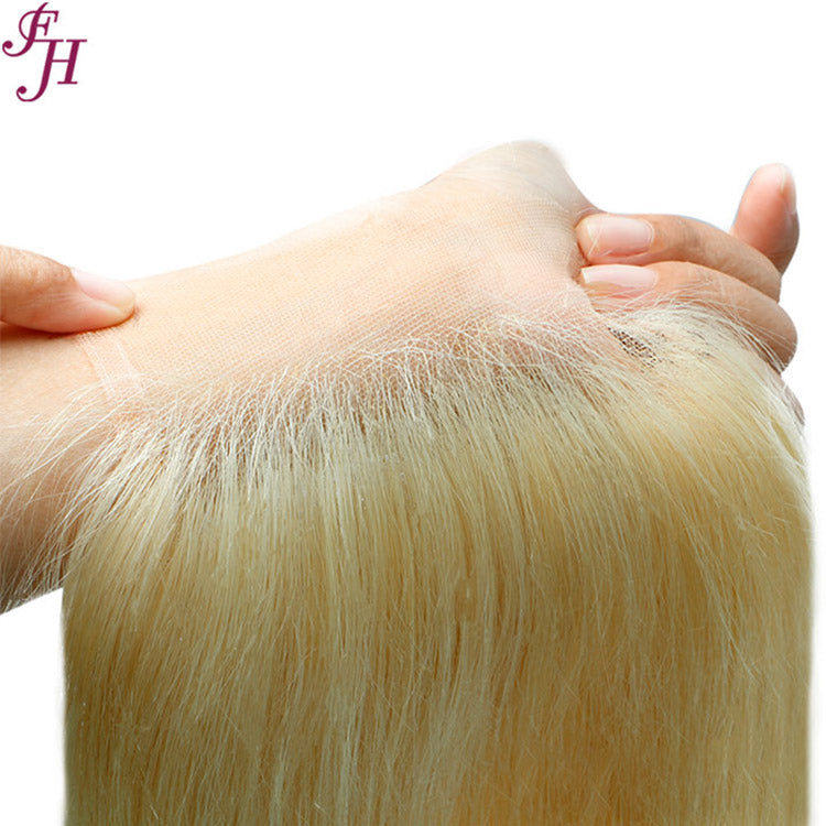FH 613 blonde raw human hair 4x4 straight lace closure