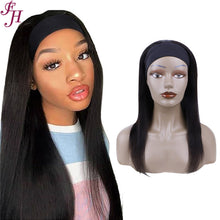 FH no lace glueness human hair wig natural black straight headband wig