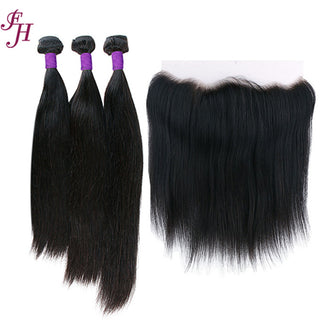 FH three straight hair bundles with one 13x4 hd lace frontal