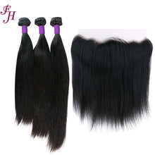 FH three straight hair bundles with one 13x4 hd lace frontal