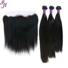 Load image into Gallery viewer, FH three straight hair bundles with one 13x4 hd lace frontal