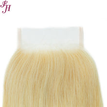 Load image into Gallery viewer, FH 613 blonde raw human hair 4x4 straight lace closure
