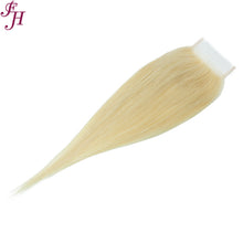 Load image into Gallery viewer, FH 613 blonde raw human hair 4x4 straight lace closure