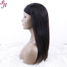 Load image into Gallery viewer, FH no lace glueness human hair wig natural black straight headband wig