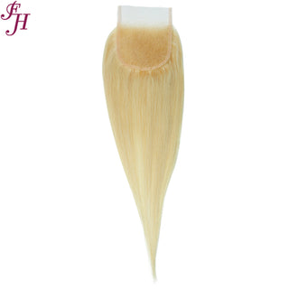 FH 613 blonde raw human hair 4x4 straight lace closure