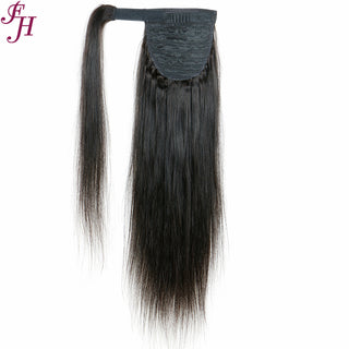 FH 100% virgin human hair black straight velcro ponytail