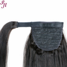 Load image into Gallery viewer, FH 100% virgin human hair black straight velcro ponytail