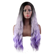 FHGZ P13947 black purple long wavy synthetic hair wig