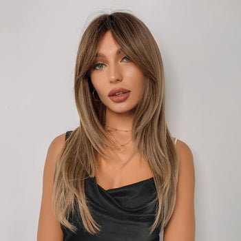 no19 ✨2PCS 50% OFF✨ FH P14224 middle part blonde color synthetic wig