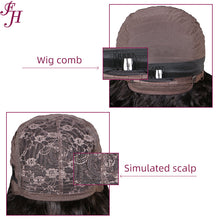 FH natural black water wave human hair machine made wig with bang