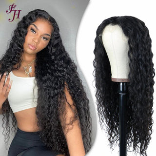 FH raw unprocessed human hair wig water wave 13x4 lace frontal wig