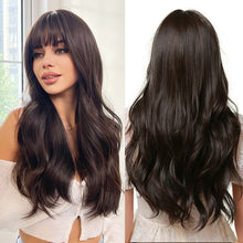 Load image into Gallery viewer, FHTK P13974 brown natural wavy bang synthetic wig